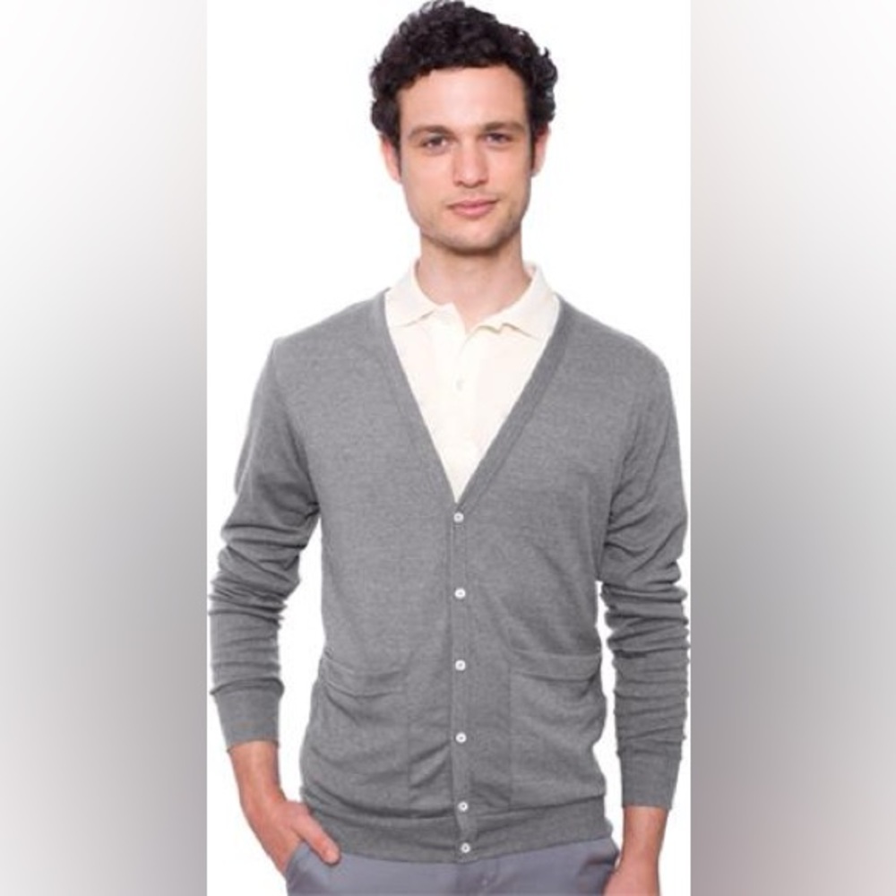 American Apparel Gray V-Neck Button Cardigan